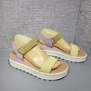 Sorel Cameron Womens Size US 8 Honest Beige Leather Flatform Sandals NL4636-780